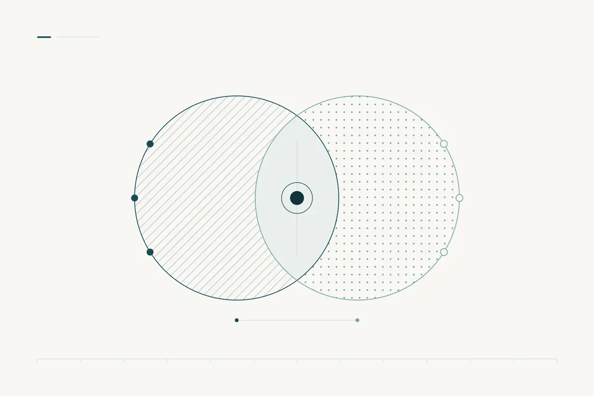 Two overlapping circles with different textures and a shared point at the centre, comparing a Fractional COO with a Chief of Staff.
